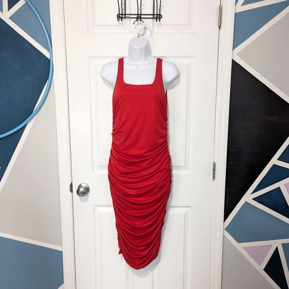 Cherry Red Cinched Dress Womens Bodycon Reversible